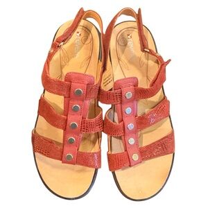 Revere Goldie Leather Adjustable Strap Sandal - Toledo Cherry Lizard 11 W